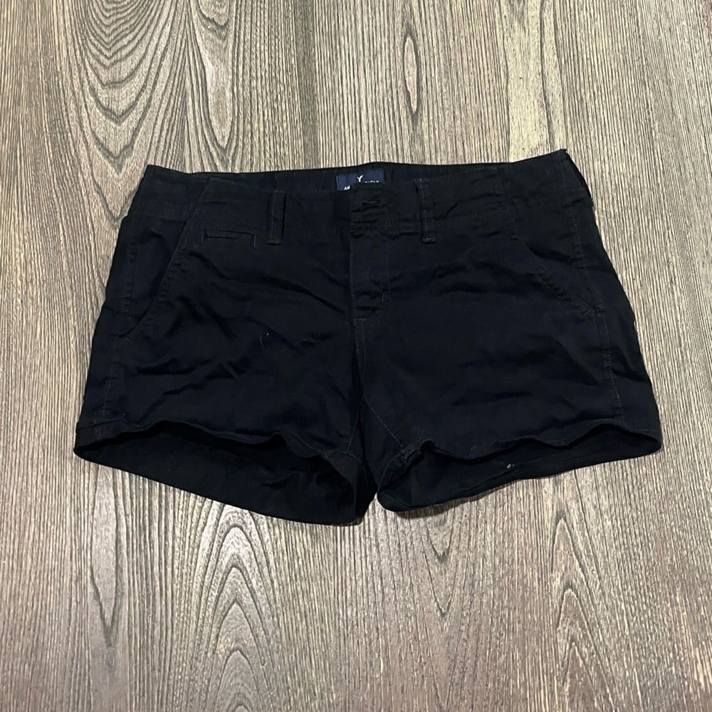 American Eagle Outfitters Womens Shortie Shorts Stretch Mid Rise Black Size 4